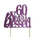 ڍׂɂĂׂĎ60N-jꂽP[Lgbp[ All About Details Purple 60-Years-Blessed Cake Topper