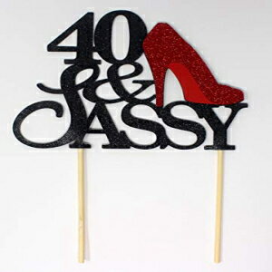 All About 詳細 40 & Sassy ケーキ トッパー (ブラック & レッド)、6 x 9 All About Details 40 & Sassy Cake Topper (Black & Red), 6 x 9