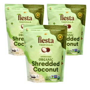 Fiesta Tropical? Shredded Coconut Flakes Organic Unsweetened 8 Ounce Bag (Pack of 3) Desiccated Gluten-Free Sugar-Free, Great for Vegan Paleo Keto Recipes, Smoothies Oatmeal Fruits by Fiesta Tropicale