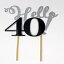 All About Details Hello 40 Cake, 1pc, 40th Birthday, Party Decor, Glitter Topper (Silver &Black)