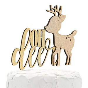 NANASUKOxr[V[P[Lgbp[--VpobNtʃS[hOb^[-v~AĩAJ NANASUKO Baby Shower Cake Topper - oh deer - Double Sided Gold Glitter with Champagne Buck - Premium Quality Made in US