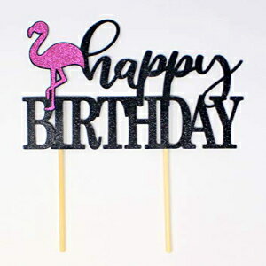 All About 詳細 フラミンゴのテーマ ハッピー、1 PC、ケーキトッパー、誕生日、サマーパーティー、写真小道具 (ブラック&ピンク)、6 x 9、ブラック/ピンク All About Details Flamingo Theme Happy, 1PC, Cake Topper, Birthday, Summer Party,