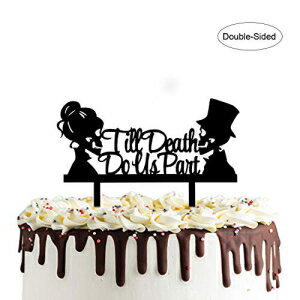 PANHUI Till Death Do Us Part Cake Topper- Acrylic Mr and Mrs Skull Wedding Cake Topper Halloween Party Decorations Day of the ..