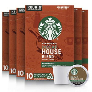 スターバックス K カップ コーヒー ポッド - ミディアム ロースト コーヒー - ディカフェ ハウス ブレンド - 100% アラビカ - 6 箱 (合計 60 ポッド) Starbucks K-Cup Coffee Pods—Medium Roast Coffee—Decaf House Blend—100% Arabica 1