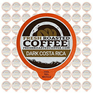 Fresh Roasted Coffee LLC、ダークコスタリカ タラズコーヒーポッド、ダークロースト、シングルオリジン、カプセル 1.0 & 2.0 シングルサーブブリュワーに対応、72 個 Fresh Roasted Coffee LLC, Dark Costa Rica Tarrazu Coffee Pods, Dark Roast,