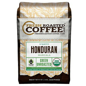 Fresh Roasted Coffee LLC グリーン未焙煎ホンジュラスマルカラコーヒー豆 フェアトレード USDAオーガニック 5ポンドバッグ Fresh Roasted Coffee LLC, Green Unroasted Honduran Marcala Coffee Beans, Fair Trade, USDA Organic, 5 Pound Bag