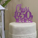 ڍׂɂĂׂĎ50NɊtIP[Lgbp[ All About Details Purple Cheers to 50 Years! Cake Topper