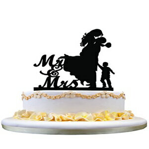 楽天Glomarketカップルと小さな男の子のシルエット、夫妻のウェディング ケーキ トッパー Couple with Little Boy Silhouette, Mr and Mrs Wedding Cake Topper