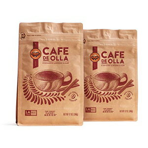 Café De Olla Coffee (2パック、12オンスバッグ) シナモン+ブラウンシュガースパイス – メキシコ・オアハカ ダークロースト挽き豆 – フェアトレード、シングルオリジン – La Monarca Bakery Café De Olla Coffee (2-pack, 12oz Bags) Cinnam