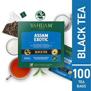 VAHADM、アッサム エキゾチック紅茶、100 カウント - リッチ & モルティ | アッサムティーバッグ | 紅茶ティーバッグ 100 個 | 朝食用ティーバッグ | 100％認定された純粋なブレンドされていないアッサムティー VAHADM, Assam Exotic Black Tea,