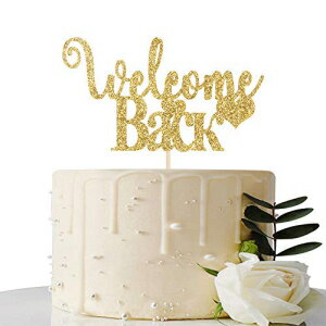 楽天Glomarketゴールドグリッターウェルカムバックケーキトッパー - ホームパーティーデコレーション - ウェルカムサイン - 新しい家/新生児/軍からの退職/マタニティパーティーのデコレーション Gold Glitter Welcome Back Cake Topper - Home Party Decoration - Welc