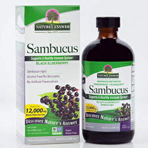 Natures Answer セイヨウニワトコ ブラック エルダー ベリー エキス、8 オンス - 1 ケースあたり 3 個。 Natures Answer Sambucus Black Elder Berry Extract, 8 Ounce - 3 per case.