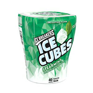 HERSHEY'S ICE BREAKERS ICE CUBES Spearmint Flavored Sugar Free Chewing Gum, Made with Xylitol, 40 Piece Bottle