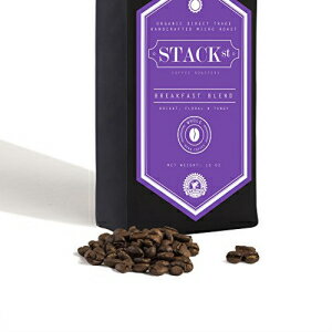 ブレックファスト ブレンド コーヒー豆 - スモールバッチ ミディアム ロースト、認定オーガニック - 12 オンス - 手作りマイクロ ロースト By Stack Street Breakfast Blend Coffee Beans - Small Batch Medium Roast, Certified Organic - 12