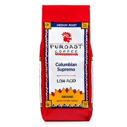 Puroast Coffee Puroast Low Acid Ground Coffee, Columbian Supremo, High Antioxidant, 2.5 Pound Bag