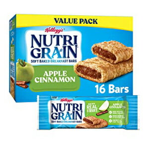 楽天GlomarketKELLOGG'S NUTRI GRAIN Nutri-Grain Soft Baked Breakfast Bars, Made with Whole Grains, Kids Snacks, Value Pack, Apple Cinnamon, 20.8oz Box （16 Bars）