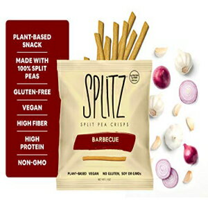 楽天GlomarketSPLITZ Split Pea Crisps （13 - Barbecue （1.5oz） 8ct） Plant-Based, Organic, Non-GMO, Vegan, Gluten-Free, Superfoods, Healthy Snack for Kids and Adults, High Protein, High Fiber, 110 Calories