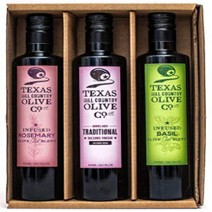 ハーブ注入オリーブオイルとバルサミコ酢セット（ハーブ注入ローズマリーオリーブオイル500ml、ハーブ注入バジルオリーブオイル500ml、伝統的なバルサミコ酢500ml） TEXAS HILL COUNTRY OLIVE CO. Herb Infused Olive Oil and Balsamic Vinegar Set (Herb In