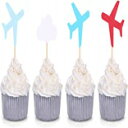 雲と飛行機のカップケーキトッパー ベビーシャワーデコレーション 時間の流れのテーマ 誕生日パーティー用品 (24個) Cloud and Plane Cupcake Toppers Baby Shower Decoration How Time Flies Theme Birthday Party Supplies (24 Counts)