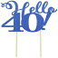 All About Details Blue Hello 40 Cake Topper, 6 x 9