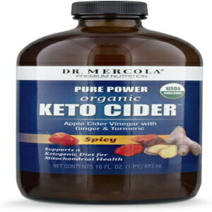 Dr. Mercola Spicy, Dr Mercola, Pure Power Organic Keto Cider 16 FL oz (1 PT.), 31 Servings, Spicy, Apple Cider Vinegar with Ginger, Turmeric and Habanero, non GMO, Soy Free, Gluten Free, USDA Organic