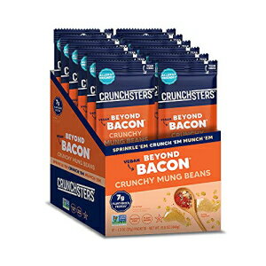 Crunchsters カリカリ緑豆スナック、グルテンフリー、ナッツフリー、ビーガン、タンパク質 7g/1 食分、1.3 オンス バッグ、ビヨンドベーコン、12 パック Crunchsters Crunchy Mung Beans Snack, Gluten-Free, Nut-Free, Vegan, 7g Protein/Serving, 1.