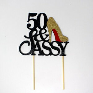 All About 詳細 50 & Sassy ケーキ トッパー (ブラックとゴールド) All About Details 50 & Sassy Cake Topper (Black and Gold)