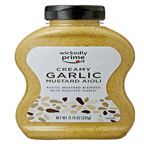 Amazon ブランド - Wickedly プライムマスタード、クリーミーガーリックアイオリ、11.75 オンス Amazon Brand - Wickedly Prime Mustard, Creamy Garlic Aioli, 11.75 Ounce