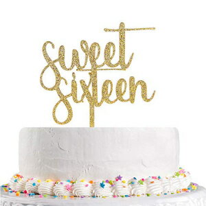 Sweet Sixteen ケーキトッパー、Hello 16、ゴールドグリッター 16 歳の誕生日、結婚記念日、パーティーデコレーション用品 (アクリル) Sweet Sixteen Cake Topper, Hello 16,Gold Glitter 16th Birthday Wedding Anniversary Party Decoration Suppl