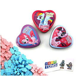 My Little Pony Friendship Hearts Tin Candy（3 Pack）ベリーフレーバーギフトスタッファー、GosuToysステッカー2枚付き Gosu Toys My Little Pony Friendship Hearts Tin Candy (3 Pack) Berry Flavor Gift Stuffer with 2 GosuToys Stickers