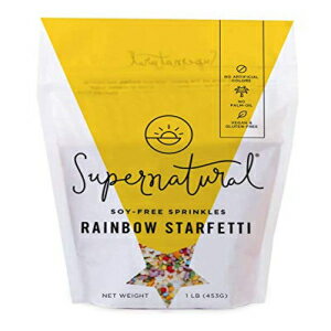Rainbow Starfetti ナチュラル コンフェッティ スプリンクル by Supernatural、人工着色料不使用、大豆フリー、グルテンフリー、ビーガン、1LB Rainbow Starfetti Natural Confetti Sprinkles by Supernatural, No Artificial Dyes, Soy Free, Gluten
