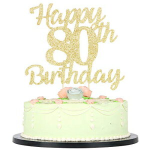 LVEUD 80Фȥåѡ ϥåԡСǡ 80ǥեå 80ФΥȥåѡϥåԡСǡȥåѡ ʥ (80) LVEUD 80th Birthday Cake Topper for Happy Birthday, 80 Golden Flash 80th Ca