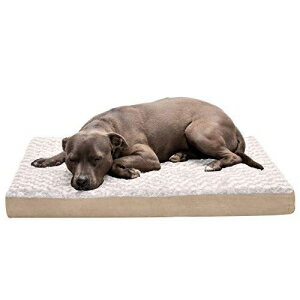 楽天GlomarketFurhaven 犬猫用低反発ペットベッド - クラシッククッション超豪華なカーリーファー犬用ベッドマット、取り外し可能な洗えるカバー付き、クリーム、L Furhaven Memory Foam Pet Bed for Dogs and Cats - Classic Cushion Ultra Plush Curly Fur Dog Bed