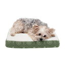 Furhaven Cooling Gel Foam Pet Bed for Dogs and Cats - Classic Cushion Sherpa and Flannel Paw Décor Dog Bed Mat with Removable Washable Cover, Jade Green, Small