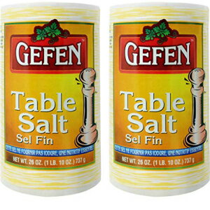 Gefen テーブルソルト、26 オンス (2 パック、合計 3.25 ポンド) 注ぎやすいキャニスター、米国製品 Gefen Table Salt, 26oz (2 Pack, Total 3.25 Pounds) Easy Pour Canister, Product of the USA