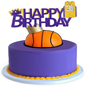 楽天Glomarketバスケットボール ハッピー31歳の誕生日ケーキトッパー - バスケットボールパーティー クラウンジャージー グリッターケーキデコレーション - ゲームデーパーティー メンズ 31歳パーティーデコレーション Basketball Happy 31st Birthday Cake Topper - Bas