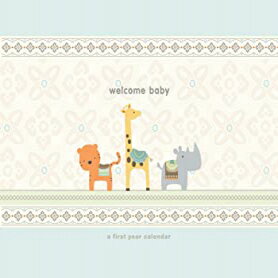 CR ギブソン サファリ アニマルズ 赤ちゃんの 1 年目カレンダー メモリー ブック 11 インチ x 18 インチ C.R. Gibson Safari Animals Baby s First Year Calendar Memory Book 11 x 18 