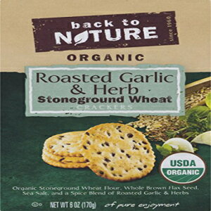 バックトゥネイチャークラッカー、オーガニックローストガーリック＆ハーブストーングラウンド小麦、6オンス Back to Nature Crackers, Organic Roasted Garlic & Herb Stoneground Wheat, 6 ounce