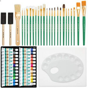 XXL 油彩セット - 絵の具 24 個 ブラシ 25 個 キャンバス 1 個 アートパレット 1 個 - 子供と大人向けの油絵用品 ペイント用品 XXL Oil t Set - 24 ts 25 Brushes 1 Canvas and Art Palette - …