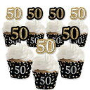 大人の50歳の誕生日-ゴールド-カップケーキの装飾-誕生日パーティーのカップケーキラッパーとトリートピックキット-24個セット Big Dot of Happiness Adult 50th Birthday - Gold - Cupcake Decoration - Birthday Party Cupcake Wrappers and Treat Pic
