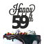 LINGTEER Happy 59th Birthday Black Cake Topper Perfect for Cheers to 59 Years Old Birthday Party Gift Decorations Sign.