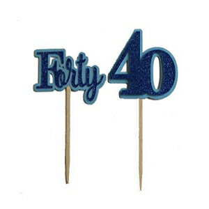 All About 詳細 ブルー フォーティ カップケーキ トッパー 12 個セット All About Details Blue Forty Cupcake Toppers, Set of 12