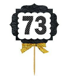 73歳の誕生日記念日ゴールドリボンノベルティカップケーキ前菜デコレーショントッパー/ピック-12カラット CakeSupplyShop 73rd Birthday Anniversary Gold Ribbon Novelty Cupcake Appetizer Decoration Toppers / Picks -12ct