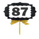 87NLOS[h{mxeBJbvP[LO؃fR[Vgbp[/sbN-12Jbg CakeSupplyShop 87th Birthday Anniversary Gold Ribbon Novelty Cupcake Appetizer Decoration Toppers / Picks -12ct