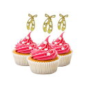 バレリーナスリッパカップケーキトッパー12パックカップケーキトッパーデコレーションケーキゴールド picwrap Ballerina slippers Cupcake Topper 12 Pack Cupcake Topper Decoration Cake Gold