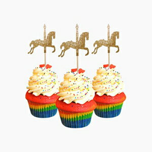 カルーセル ホース カップケーキ トッパー カードストック カラー ゴールド 12 個パック デコレーション Carousel Horse Cupcake Toppers cardstock Color Gold 12 pc Pack Decoration