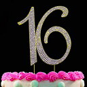 16歳の誕生日ケーキトッパーゴールドケーキトッパーヤカンナによる16のブリンブリンバースデーデコレーション（ゴールド16） 16th Birthday Cake Toppers Gold Cake Topper 16 Bling Birthday Decorations by Yacanna (Gold 16)