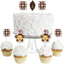 sNL[K[ - fU[gJbvP[Lgbp[ - xr[V[ap[eB[̃NAg[gsbN - 24Zbg Pink Monkey Girl - Dessert Cupcake Toppers - Baby Shower or Birthday Party Clear Treat Picks - Set of 24