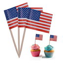 Topfun 100 Counts US Flag Cupcake Picks American Flag Food Picks Toothpicks Cocktail Sticks for July 4th Independence Day Home Patriotic Theme Party Suppliers