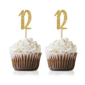  Happy 12th Birthday åץȥåѡ 24ĥѥå  12 åѡƥåץȥåѡ ǥ졼 Gold Happy 12th Birthday Cupcake Topper, 24-Pack Number 12 Glitter Birthday Party Cupcake Toppers,